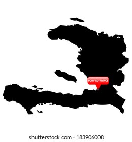 High detailed vector map with the Capital in a red bubble - Haiti 
