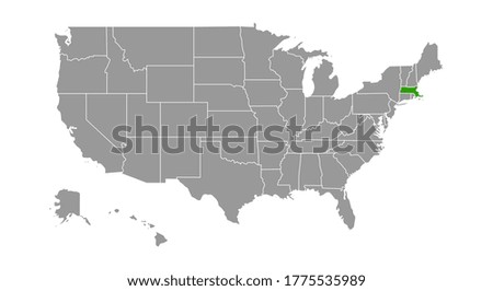 High detailed vector map with the capital city - Massachusetts.