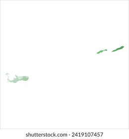 Hohe detaillierte Vektorkarte. Kaimaninseln. Aquarell. Grüne Farbe. Salacious smaragdfarben.