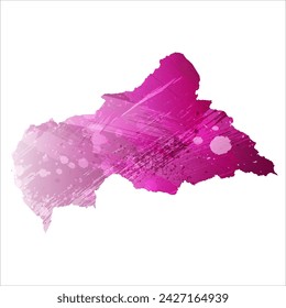 High detailed vector map. Central African Republic. Watercolor style. Eggplant color. Purple bright color.