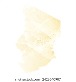 High detailed vector map. Chad. Watercolor style. Banana color. Pastel yellow. Delicate yellow.