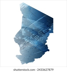 High detailed vector map. Chad. Watercolor style. Deep blue color. Berlin azure.