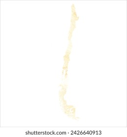 High detailed vector map. Chile. Watercolor style. Banana color. Pastel yellow. Delicate yellow.