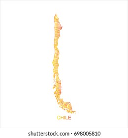 high detailed vector Map of Chile map Line Orange and red.