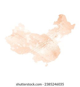 Mapa vectorial detallado alto. China. Estilo acuarela. Color del icono.