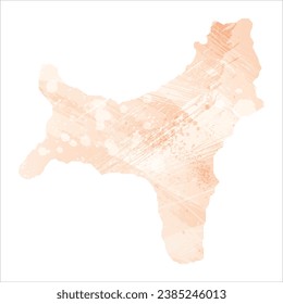 Mapa vectorial detallado alto. Isla de Navidad. Estilo acuarela. Color del icono.