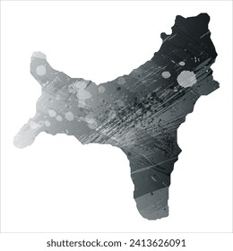High detailed vector map. Christmas Island. Watercolor style. Anthracite gray. Dark gray. Black color.