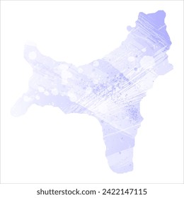 High detailed vector map. Christmas Island. Watercolor style. Periwinkle color. Delicate lilac color. Pastel purple.
