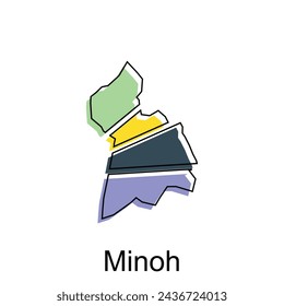 High detailed vector map City of Minoh, Map outline graphic sketch illustration