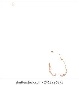 High detailed vector map. Cocos (Keeling) Islands. Watercolor style. Antique brass. Light brown. Gold color.