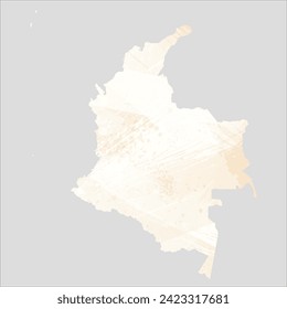 High detailed vector map. Colombia. Watercolor style. Banana color. Pastel yellow color.
