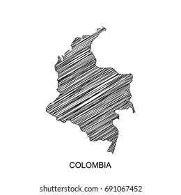  high detailed vector . map Colombia  map Line black.
