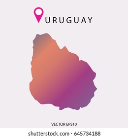 High detailed vector map Color gradation - Uruguay