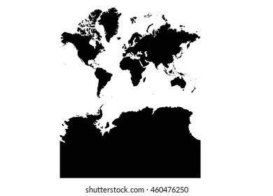 High detailed vector map continents With Antarctica