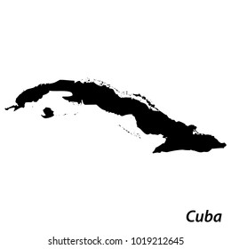 High detailed vector map with contour - Cuba