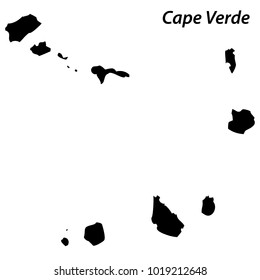 High detailed vector map with contour - Cape Verde