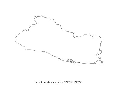 High detailed vector map with contour El Salvador