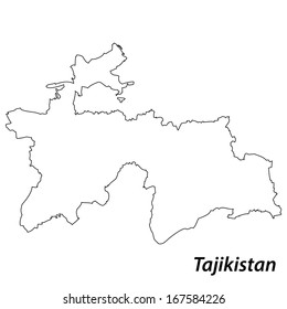 High detailed vector map with contour - Tajikistan 