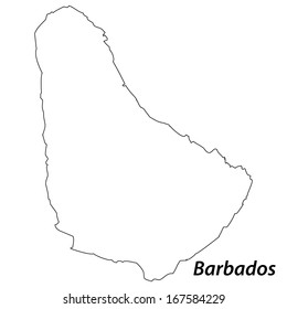 High detailed vector map with contour - Barbados 
