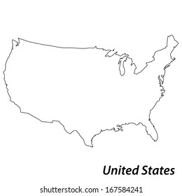 High detailed vector map with contour - United States 