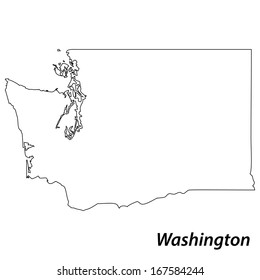 High detailed vector map with contour - Washington 