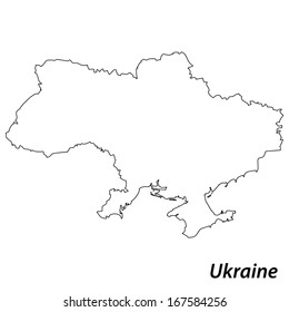 High detailed vector map with contour - Ukraine 