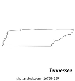 High detailed vector map with contour - Tennessee 