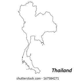 High detailed vector map with contour - Thailand 