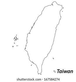 High detailed vector map with contour - Taiwan 