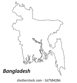 High detailed vector map with contour - Bangladesh 