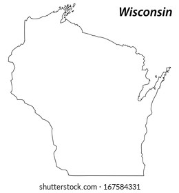High detailed vector map with contour - Wisconsin 