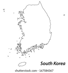 High detailed vector map with contour - South Korea 