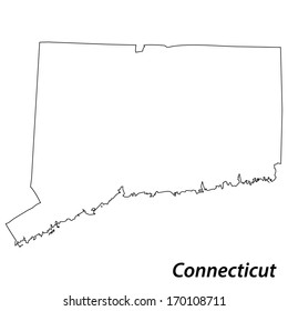 Black Outline Connecticut Map Vector Illustration Stock Vector (Royalty ...