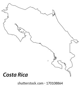 High detailed vector map with contour - Costa Rica 