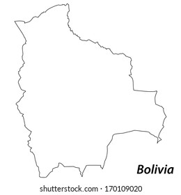 High detailed vector map with contour - Bolivia 