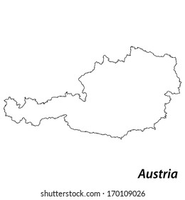 High detailed vector map with contour - Austria 
