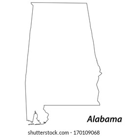 High detailed vector map with contour - Alabama 