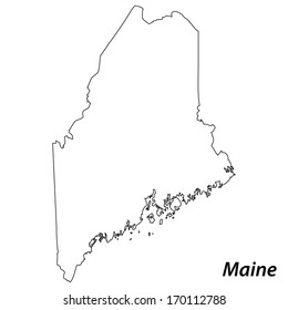 High detailed vector map with contour - Maine 