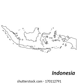 High detailed vector map with contour - Indonesia 