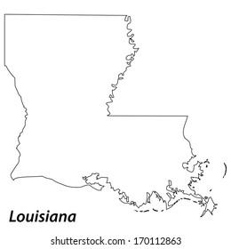 High detailed vector map with contour - Louisiana 