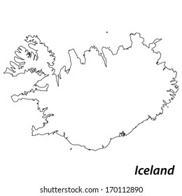 High detailed vector map with contour - Iceland 