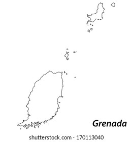 High detailed vector map with contour - Grenada 