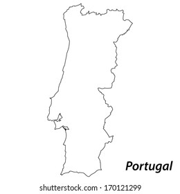 High detailed vector map with contour - Portugal 