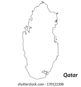High detailed vector map with contour - Qatar 