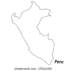 High detailed vector map with contour - Peru 