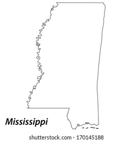 High detailed vector map with contour - Mississippi 