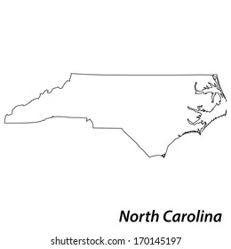 High detailed vector map with contour - North Carolina 