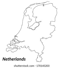 High detailed vector map with contour - Netherlands 