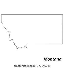 High detailed vector map with contour - Montana 