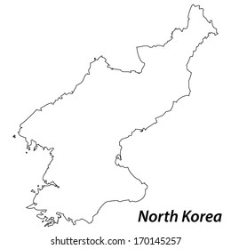 High detailed vector map with contour - North Korea 